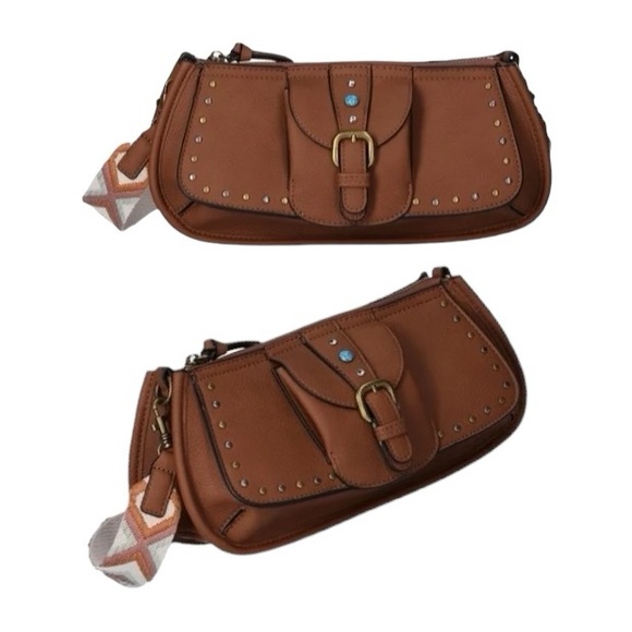 Buckled Detailed Saddle Cognac Mini Shoulder Bag - Picture 3 of 8